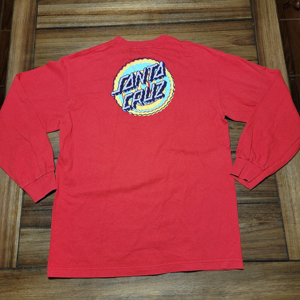 Santa Cruz Red LS Unisex Tee Shakey Logo - Size Medium